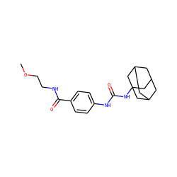 COCCNC(=O)c1ccc(NC(=O)NC23CC4CC(CC(C4)C2)C3)cc1 ZINC000049792579
