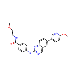 COCCNC(=O)c1ccc(Nc2ncc3cc(-c4ccc(OC)nc4)ccc3n2)cc1 ZINC000095591955