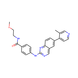 COCCNC(=O)c1ccc(Nc2ncc3cc(-c4ccncc4C)ccc3n2)cc1 ZINC000095587249
