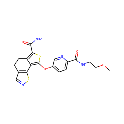 COCCNC(=O)c1ccc(Oc2sc(C(N)=O)c3c2-c2sncc2CC3)cn1 ZINC001569989225
