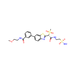 COCCNC(=O)c1cccc(-c2ccc3nc([C@@H](C(=O)NCCS(N)(=O)=O)S(C)(=O)=O)sc3c2)c1 ZINC000146067460