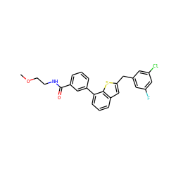 COCCNC(=O)c1cccc(-c2cccc3cc(Cc4cc(F)cc(Cl)c4)sc23)c1 ZINC000166968858