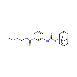 COCCNC(=O)c1cccc(NC(=O)NC23CC4CC(CC(C4)C2)C3)c1 ZINC000049784977