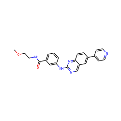 COCCNC(=O)c1cccc(Nc2ncc3cc(-c4ccncc4)ccc3n2)c1 ZINC000095592755