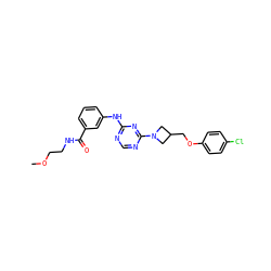 COCCNC(=O)c1cccc(Nc2ncnc(N3CC(COc4ccc(Cl)cc4)C3)n2)c1 ZINC001772574653