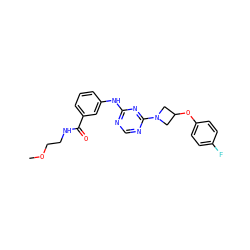 COCCNC(=O)c1cccc(Nc2ncnc(N3CC(Oc4ccc(F)cc4)C3)n2)c1 ZINC000118591687