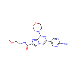 COCCNC(=O)c1cn2cc(-c3cnc(N)nc3)nc(N3CCOCC3)c2n1 ZINC000084708674
