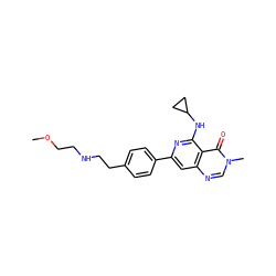 COCCNCCc1ccc(-c2cc3ncn(C)c(=O)c3c(NC3CC3)n2)cc1 ZINC000115624290