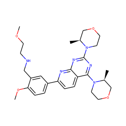 COCCNCc1cc(-c2ccc3c(N4CCOC[C@@H]4C)nc(N4CCOC[C@@H]4C)nc3n2)ccc1OC ZINC000139438607