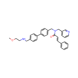 COCCNCc1ccc(-c2ccc(CN(Cc3cccnc3)C(=O)/C=C/c3ccccc3)cc2)cc1 ZINC000028396768