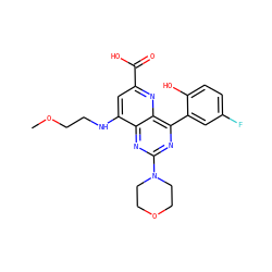 COCCNc1cc(C(=O)O)nc2c(-c3cc(F)ccc3O)nc(N3CCOCC3)nc12 ZINC000169698806