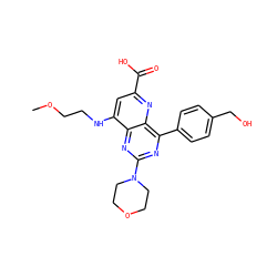 COCCNc1cc(C(=O)O)nc2c(-c3ccc(CO)cc3)nc(N3CCOCC3)nc12 ZINC000143065003