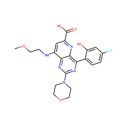 COCCNc1cc(C(=O)O)nc2c(-c3ccc(F)cc3O)nc(N3CCOCC3)nc12 ZINC000166455366