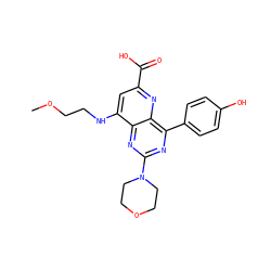 COCCNc1cc(C(=O)O)nc2c(-c3ccc(O)cc3)nc(N3CCOCC3)nc12 ZINC000169698799