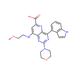 COCCNc1cc(C(=O)O)nc2c(-c3cccc4[nH]ccc34)nc(N3CCOCC3)nc12 ZINC000143031127