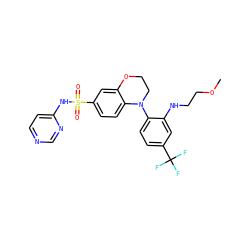 COCCNc1cc(C(F)(F)F)ccc1N1CCOc2cc(S(=O)(=O)Nc3ccncn3)ccc21 ZINC000220208889