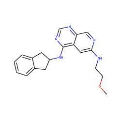 COCCNc1cc2c(NC3Cc4ccccc4C3)ncnc2cn1 ZINC000040892802