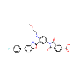 COCCNc1ccc(N2C(=O)c3ccc(C(=O)O)cc3C2=O)cc1-c1nc2cc(-c3ccc(F)cc3)ccc2o1 ZINC000026988021