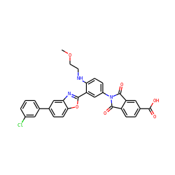 COCCNc1ccc(N2C(=O)c3ccc(C(=O)O)cc3C2=O)cc1-c1nc2cc(-c3cccc(Cl)c3)ccc2o1 ZINC000026980059