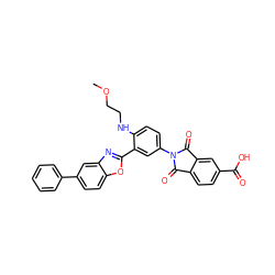 COCCNc1ccc(N2C(=O)c3ccc(C(=O)O)cc3C2=O)cc1-c1nc2cc(-c3ccccc3)ccc2o1 ZINC000026988015