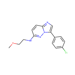 COCCNc1ccc2ncc(-c3ccc(Cl)cc3)n2n1 ZINC000064475009