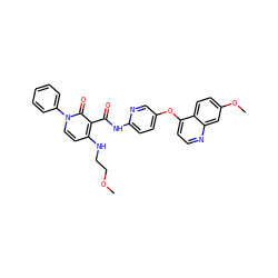 COCCNc1ccn(-c2ccccc2)c(=O)c1C(=O)Nc1ccc(Oc2ccnc3cc(OC)ccc23)cn1 ZINC000049694881