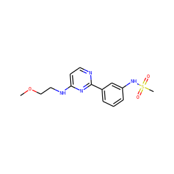 COCCNc1ccnc(-c2cccc(NS(C)(=O)=O)c2)n1 ZINC000004257424