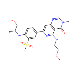 COCCNc1nc(-c2ccc(N[C@H](C)CO)c(S(C)(=O)=O)c2)cc2ncn(C)c(=O)c12 ZINC000115625406