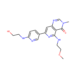 COCCNc1nc(-c2ccc(NCCO)nc2)cc2ncn(C)c(=O)c12 ZINC000115622362