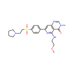 COCCNc1nc(-c2ccc(S(=O)(=O)CCN3CCCC3)cc2)cc2ncn(C)c(=O)c12 ZINC000115626328