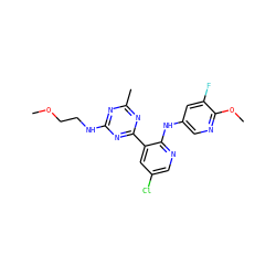 COCCNc1nc(C)nc(-c2cc(Cl)cnc2Nc2cnc(OC)c(F)c2)n1 ZINC000113152990