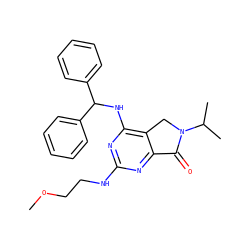 COCCNc1nc(NC(c2ccccc2)c2ccccc2)c2c(n1)C(=O)N(C(C)C)C2 ZINC000084633349