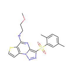 COCCNc1nc2c(S(=O)(=O)c3cc(C)ccc3C)nnn2c2ccsc12 ZINC000004313317