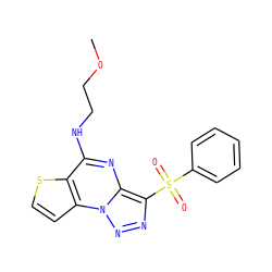 COCCNc1nc2c(S(=O)(=O)c3ccccc3)nnn2c2ccsc12 ZINC000004316463