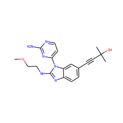 COCCNc1nc2ccc(C#CC(C)(C)O)cc2n1-c1ccnc(N)n1 ZINC000103249612