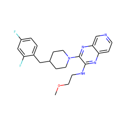 COCCNc1nc2ccncc2nc1N1CCC(Cc2ccc(F)cc2F)CC1 ZINC000144349790