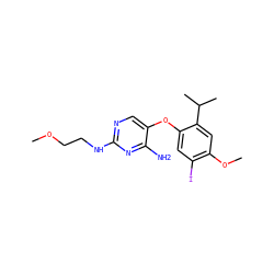 COCCNc1ncc(Oc2cc(I)c(OC)cc2C(C)C)c(N)n1 ZINC000045506125