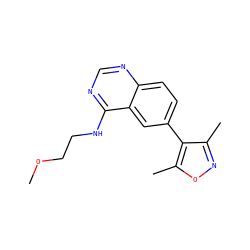 COCCNc1ncnc2ccc(-c3c(C)noc3C)cc12 ZINC000004264674