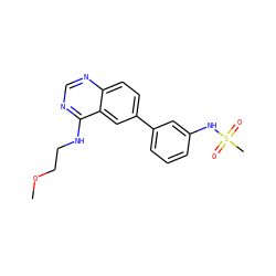 COCCNc1ncnc2ccc(-c3cccc(NS(C)(=O)=O)c3)cc12 ZINC000004239355