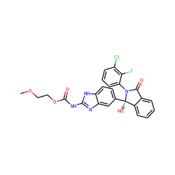 COCCOC(=O)Nc1nc2cc([C@]3(O)c4ccccc4C(=O)N3c3cccc(Cl)c3F)ccc2[nH]1 ZINC000117118513