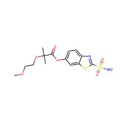 COCCOC(C)(C)C(=O)Oc1ccc2nc(S(N)(=O)=O)sc2c1 ZINC000026505878