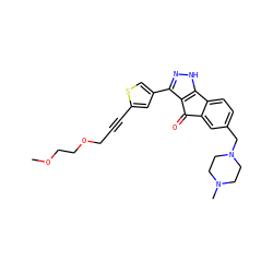 COCCOCC#Cc1cc(-c2n[nH]c3c2C(=O)c2cc(CN4CCN(C)CC4)ccc2-3)cs1 ZINC000028642154