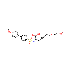 COCCOCCC#CC[C@@H](NS(=O)(=O)c1ccc(-c2ccc(OC)cc2)cc1)C(=O)O ZINC000026580331