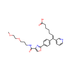 COCCOCCCNC(=O)c1coc(-c2ccc(/C(=C\CCCCC(=O)O)c3cccnc3)cc2)n1 ZINC000027623503