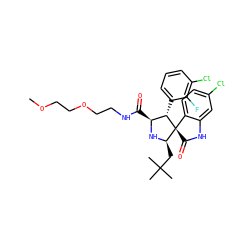 COCCOCCNC(=O)[C@@H]1N[C@H](CC(C)(C)C)[C@]2(C(=O)Nc3cc(Cl)ccc32)[C@H]1c1cccc(Cl)c1F ZINC000049708668