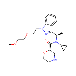COCCOCCn1nc([C@@H](C)N(C(=O)[C@H]2CNCCO2)C2CC2)c2ccccc21 ZINC000204353013