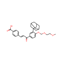 COCCOCOc1ccc(C(=O)/C=C/c2ccc(C(=O)O)cc2)cc1C12CC3CC(CC(C3)C1)C2 ZINC000033973452