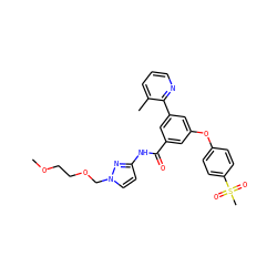 COCCOCn1ccc(NC(=O)c2cc(Oc3ccc(S(C)(=O)=O)cc3)cc(-c3ncccc3C)c2)n1 ZINC000169306767