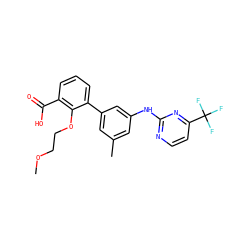 COCCOc1c(C(=O)O)cccc1-c1cc(C)cc(Nc2nccc(C(F)(F)F)n2)c1 ZINC001772649595