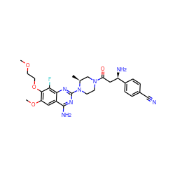 COCCOc1c(OC)cc2c(N)nc(N3CCN(C(=O)C[C@@H](N)c4ccc(C#N)cc4)C[C@@H]3C)nc2c1F ZINC001772608222